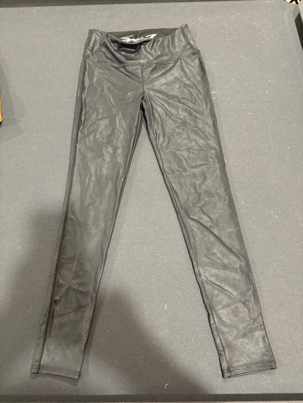 Seven7 Women's Black Faux-Leather High-Rise Leggings